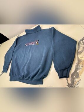 Vintage Mickey Mouse Turtle Neck Sweater By Tultex Men’s Size Large ( Small Rip)
